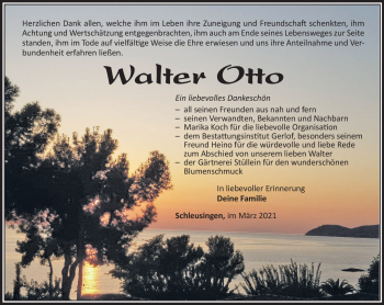 Traueranzeige von Walter Otto von Südthüringer Presse