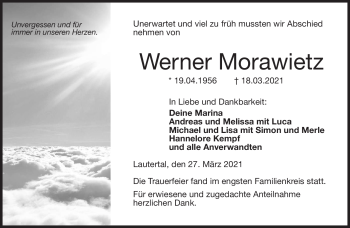Traueranzeige von Werner Morawietz von Neue Presse Coburg