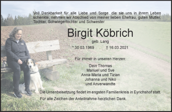Traueranzeige von Birgit Köbrich von Neue Presse Coburg