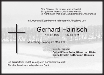 Traueranzeige von Gerhard Hainisch von Frankenpost