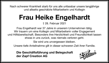 Traueranzeige von Heike Engelhardt von Neue Presse Coburg