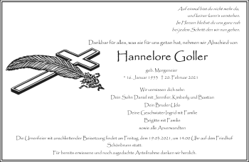 Traueranzeige von Hannelore Goller von Frankenpost