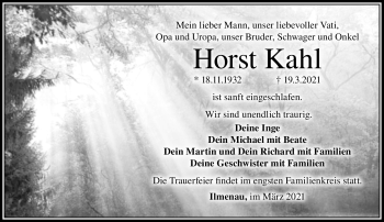 Traueranzeige von Horst Kahl von Südthüringer Presse