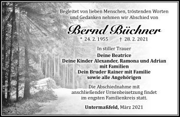 Traueranzeige von Bernd Büchner von Südthüringer Presse