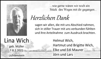 Traueranzeige von Lina Wich von Neue Presse Coburg