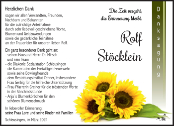 Traueranzeige von Rolf Stöcklein von Südthüringer Presse