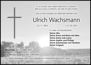 Traueranzeige von Ulrich Wachsmann von Neue Presse Coburg