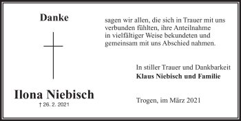 Traueranzeige von Ilona Niebisch von Frankenpost