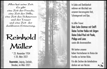 Traueranzeige von Reinhold Müller von Südthüringer Presse