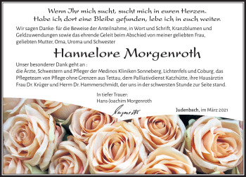 Traueranzeige von Hannelore Morgenroth von Südthüringer Presse