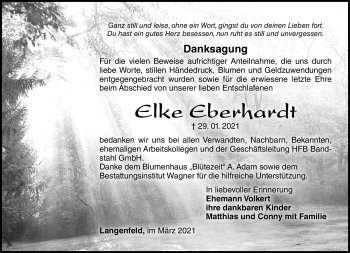 Traueranzeige von Elke Eberhardt von Südthüringer Presse