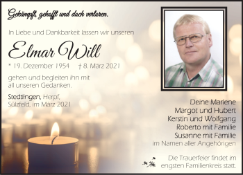 Traueranzeige von Ellmar Will von Südthüringer Presse