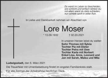 Traueranzeige von Alfred Moser von Neue Presse Coburg