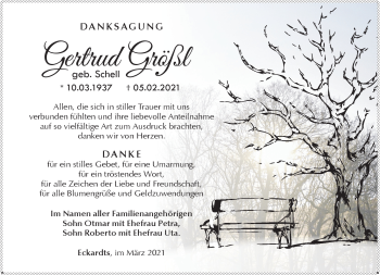 Traueranzeige von Gertrud Größl von Südthüringer Presse