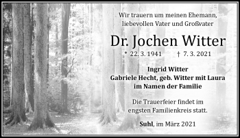 Traueranzeige von Jochen Witter von Südthüringer Presse