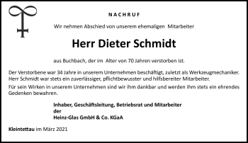 Traueranzeige von Dieter Schmidt von Neue Presse Coburg