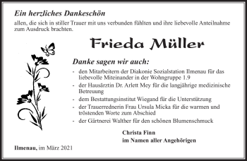 Traueranzeige von Frieda Müller von Südthüringer Presse