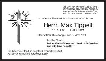 Traueranzeige von Max Tippelt von Frankenpost