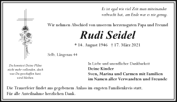 Traueranzeige von Rudi Seidel von Frankenpost