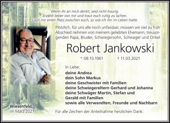 Traueranzeige von Robert Jankowski von Südthüringer Presse