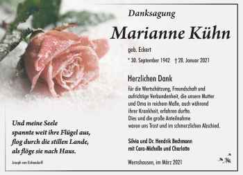 Traueranzeige von Marianne Kühn von Südthüringer Presse