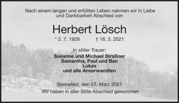 Traueranzeige von Herbert Lösch von Neue Presse Coburg