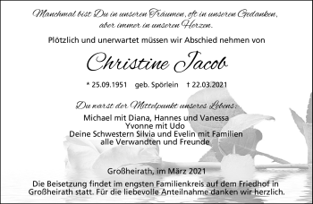 Traueranzeige von Christine Jacob von Neue Presse Coburg