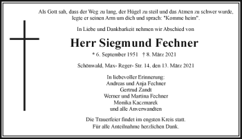 Traueranzeige von Siegmund Fechner von Frankenpost
