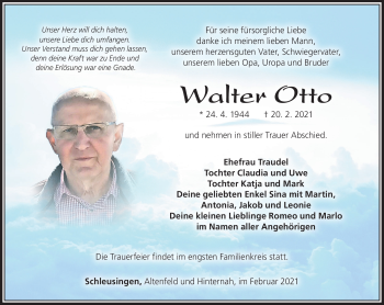 Traueranzeige von Walter Otto von Südthüringer Presse