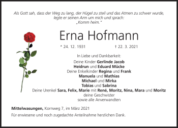 Traueranzeige von Erna Hofmann von Neue Presse Coburg