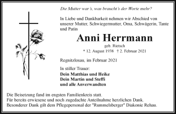 Traueranzeige von Anni Herrmann von Frankenpost