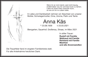 Traueranzeige von Anna Käs von Frankenpost