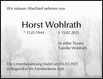 Traueranzeige von Horst Wohlrab von Neue Presse Coburg