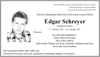 Traueranzeige von Edgar Schreyer von Frankenpost