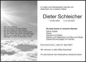Traueranzeige von Dieter Schleicher von Neue Presse Coburg