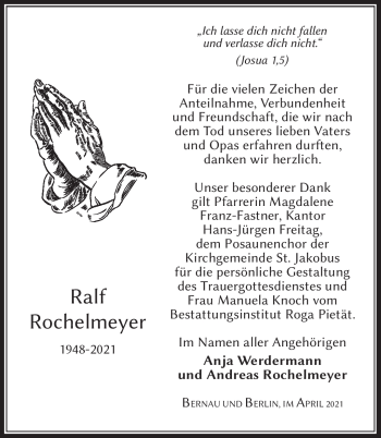 Traueranzeige von Ralf Rochelmeyer von Südthüringer Presse