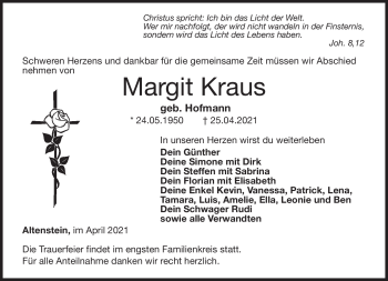 Traueranzeige von Margit Kraus von Neue Presse Coburg