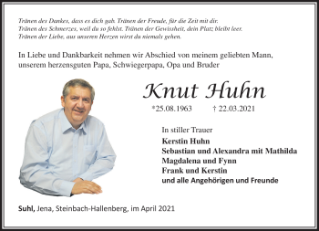 Traueranzeige von Knut Huhn von Südthüringer Presse