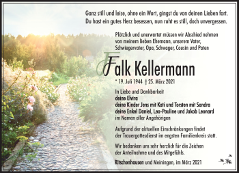 Traueranzeige von Falk Kellermann von Südthüringer Presse