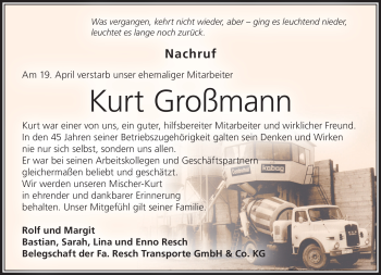 Traueranzeige von Kurt Großmann von Südthüringer Presse