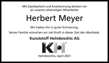 Traueranzeige von Herbert Meyer von Frankenpost