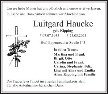 Traueranzeige von Luitgard Haucke von Frankenpost