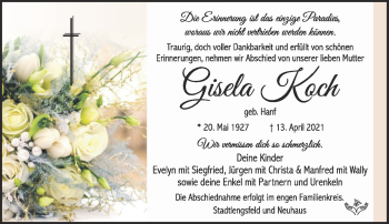 Traueranzeige von Gisela Koch von Südthüringer Presse