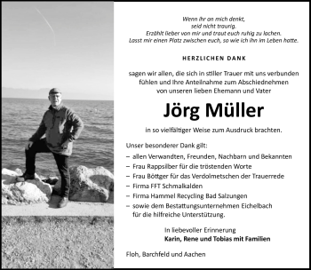 Traueranzeige von Jörg Müller von Südthüringer Presse