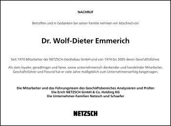 Traueranzeige von Wolf-Dieter Emmrich von Frankenpost