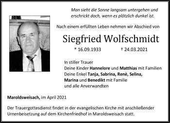 Traueranzeige von Siegfried Wolfschmidt von Neue Presse Coburg