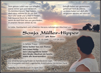 Traueranzeige von Sonja Müller von Südthüringer Presse