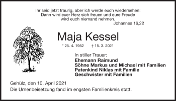 Traueranzeige von Maja Kessel von Neue Presse Coburg