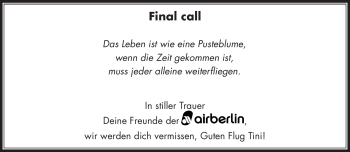 Traueranzeige von Tini Trümpelmann von Frankenpost