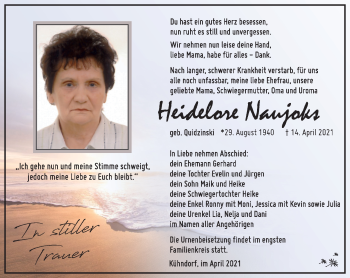 Traueranzeige von Heidelore Naujok von Südthüringer Presse